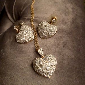 Sterling GP CZ heart & earring set